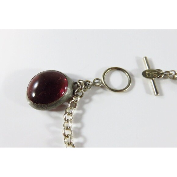 8" Sterling Silver SG Toggle Link Bracelet Rolo Link Charm Bracelet - Picture 5 of 13